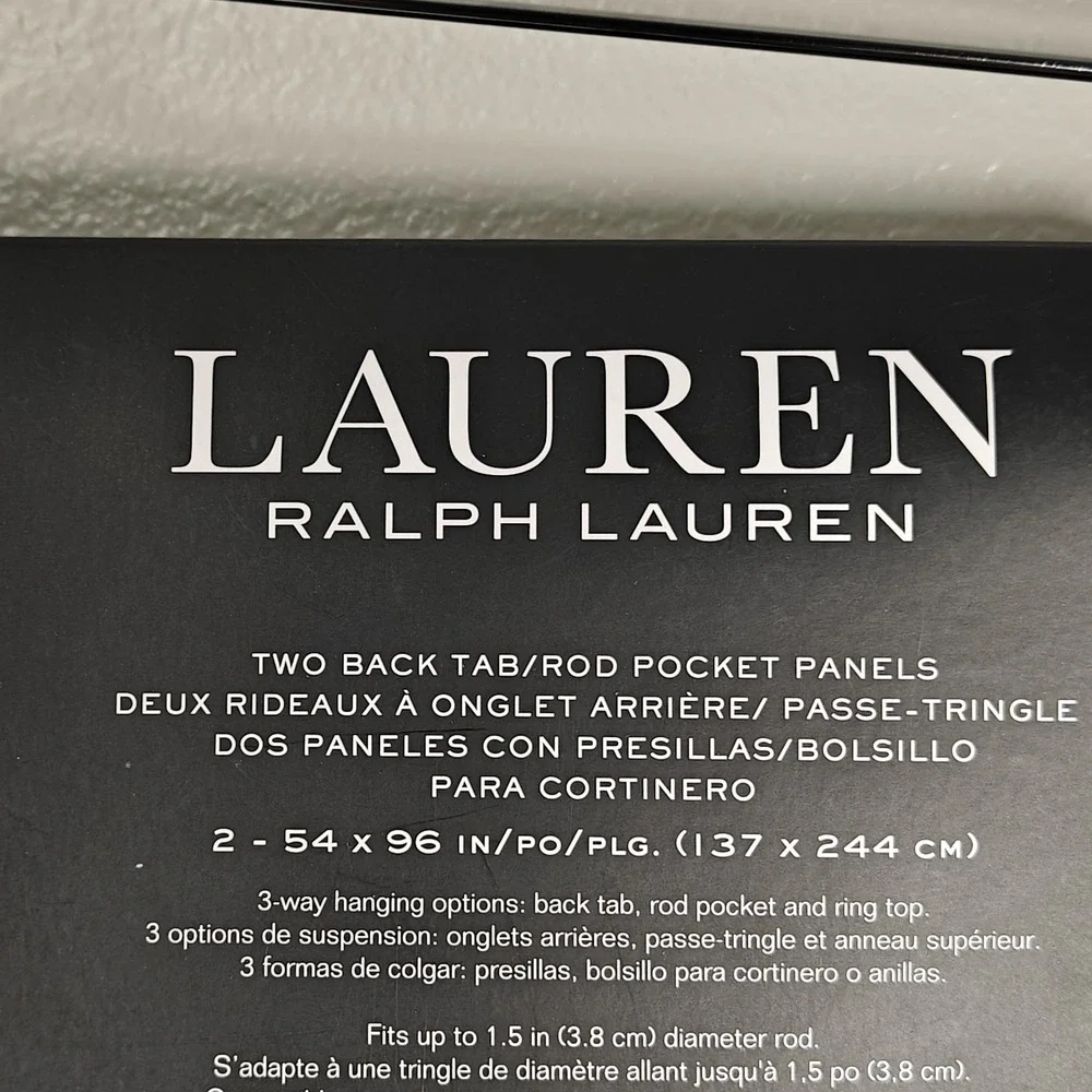 New Ralph Lauren Window Curtains 2 Panels Natural 54 x 96 Linen Back Tab Pocket